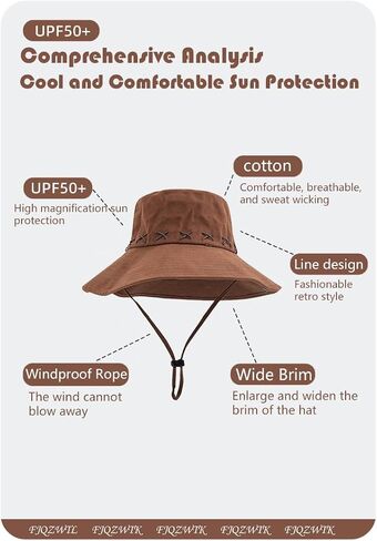 Western Sun Hat Wide Brim Bucket Hat for Women Men Boonie Hat Beach Hats Hiking in Saudi Arabia