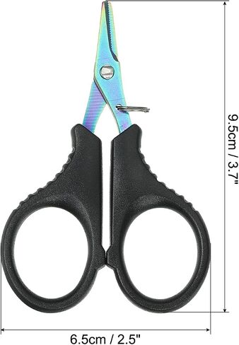 PATIKIL Fishing Scissors, 2 Pack Non-Slip Serrated Edge Scissor Braided Line Cutter Braid Scissors Fishing Snips with Split Ring Function for Fishing Trimming, Black in Saudi Arabia