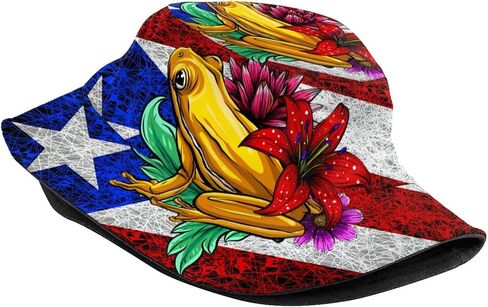 Puerto Rico Flag Bucket Hat Fashion Beach Sun Wide Brim Cap Outdoor Fisherman Hats for Women Men Teens in Saudi Arabia