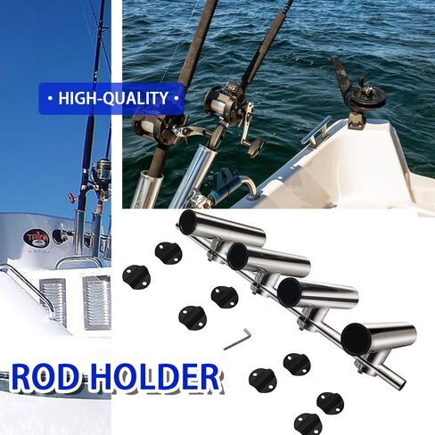 قطعتان من مشبك من الفولاذ المقاوم للصدأ على حامل قضيب صيد القارب للقضبان مقاس 7/8 بوصة إلى 1 بوصة هدايا لمحبي الصيد، دعم مثبت على الجانب البحري قابل للتعديل لقوارب الصيد in Kuwait