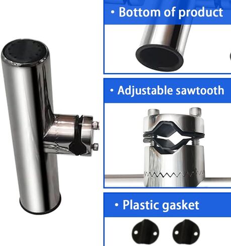 قطعتان من مشبك من الفولاذ المقاوم للصدأ على حامل قضيب صيد القارب للقضبان مقاس 7/8 بوصة إلى 1 بوصة هدايا لمحبي الصيد، دعم مثبت على الجانب البحري قابل للتعديل لقوارب الصيد in Kuwait