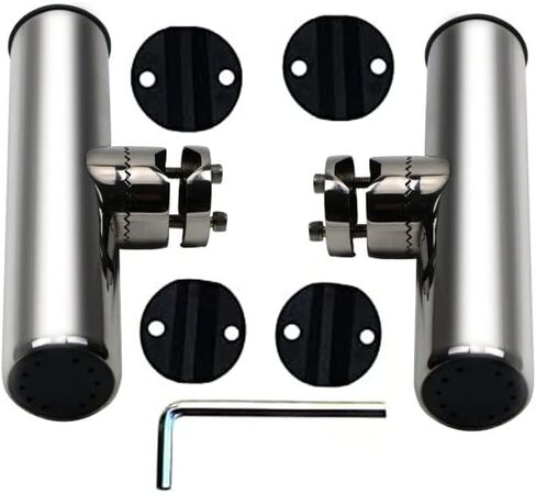 قطعتان من مشبك من الفولاذ المقاوم للصدأ على حامل قضيب صيد القارب للقضبان مقاس 7/8 بوصة إلى 1 بوصة هدايا لمحبي الصيد، دعم مثبت على الجانب البحري قابل للتعديل لقوارب الصيد in Kuwait