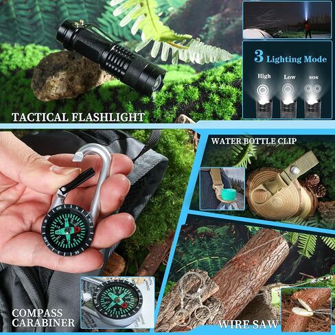 مجموعات النجاة 38 في 1، هدايا للرجال والأب والزوج في عيد الأب، معدات ومعدات النجاة، ملحقات التخييم/الأدوات الرائعة/أساسيات التخييم والصيد والصيد للمراهقين والرجال والنساء لمحبي المغامرات in Kuwait