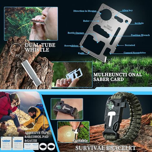 مجموعات النجاة 38 في 1، هدايا للرجال والأب والزوج في عيد الأب، معدات ومعدات النجاة، ملحقات التخييم/الأدوات الرائعة/أساسيات التخييم والصيد والصيد للمراهقين والرجال والنساء لمحبي المغامرات in Kuwait