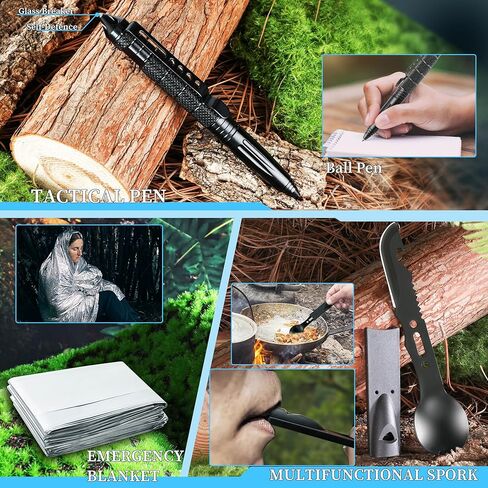 مجموعات النجاة 38 في 1، هدايا للرجال والأب والزوج في عيد الأب، معدات ومعدات النجاة، ملحقات التخييم/الأدوات الرائعة/أساسيات التخييم والصيد والصيد للمراهقين والرجال والنساء لمحبي المغامرات in Kuwait