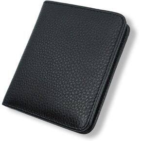 Genuine Leather Women Slim Wallet Compact Small Bifold Pocket Wallet with ID Window (Black) in Saudi Arabia