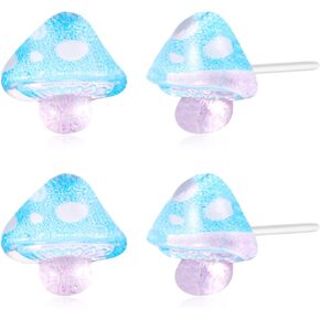 Plastic Earrings, KMEOSCH Mushroom Plastic Earrings - 2 Pairs of Hypoallergenic Studs for Sensitive Ears (Add a playful and fun touch to any outfit)