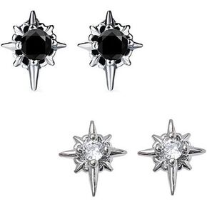 Punk Magnetic Non-piercing Biker Stud Earrings Piercing Earring Stud Round Squre Cubic Zirconia Hypoallergenic Earrings for Mens Women Teens