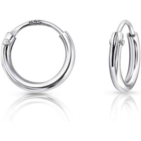 925 Sterling Silver TINY/SMALL/MEDIUM/LARGE Endless Hoops/Sleepers Earrings - Thickness 1.2 mm - Outer Diameter: 8, 10, 12, 14, 16, 18, 20, 25, 30, 35, 40, 50, 60, 70, 80 mm