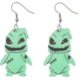 Christmas Nightmare Earrings,Luminous Horror Green Oogie Monster Boogie Earrings for Women Men Halloween Cosplay