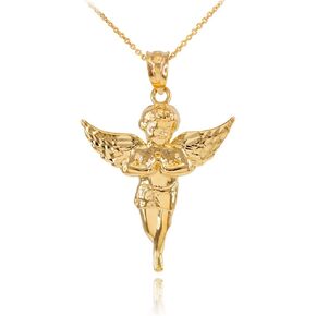 Religious Jewelry by FDJ 10K Yellow Gold Angel Heavenly Guardian Pendant Necklace - Choice of Length