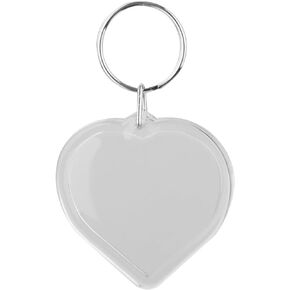 luzen 10 Pcs Transparent Clear Acrylic Blank DIY Photo Picture Frame Key Chains Key Ring Keychain, Heart Shape