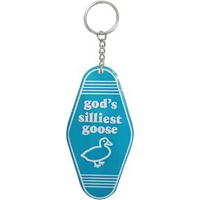 God's Silliest Goose Keychain Funny Keyring Gag Novelty Gift for Women Men Girls Boys