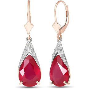 Galaxy Gold GG 10 Carat Total Weight 14K Solid High Polished Gold Ruby Leverback Earrings Genuine GRADE AAA Brilliant Cut Inclusion Free Untreated