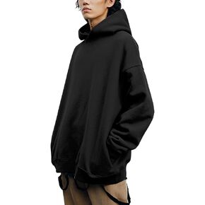 بلوفر FAIABLE رجالي كبير الحجم بقلنسوة من الصوف الثقيل ثقيل الوزن للرجال مع جيوب جانبية من القطن ملابس الشارع الشتوية in Kuwait