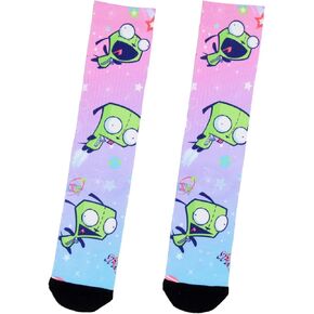 Bioworld Invader Zim Mens' Gir Space Men's Athletic Mid-Calf Crew Socks