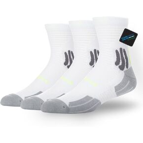 BRISIRA Coolmax Bamboo Compression Running Socks 3 Pack Quarter Cushioned Athletic Moisture Wicking Anti Blister&Sweat&Odor