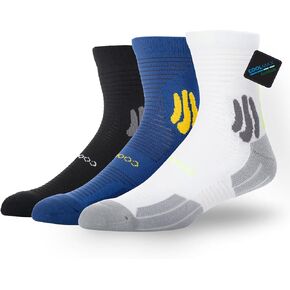 BRISIRA Coolmax Bamboo Compression Running Socks 3 Pack Quarter Cushioned Athletic Moisture Wicking Anti Blister&Sweat&Odor in Kuwait