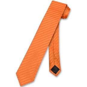Vesuvio Napoli NeckTie ORANGE Vertical Stripes SKINNY 2.5" Men's Neck Tie