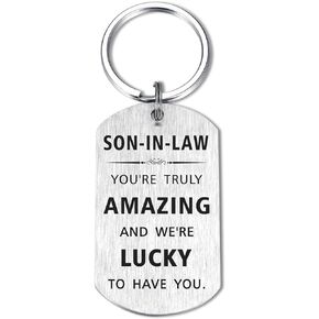 Son in Law Valentines Gifts from Mother in Law - Son Engraved Keychain - Gifts for Son in Law from Father in Law - Son-in-Law Christmas Graduation Gift Ideas