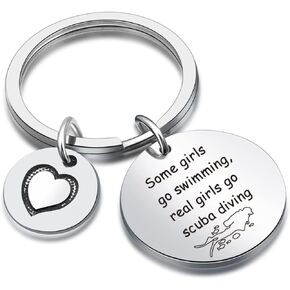 DZOSW Scuba Diving Keyring Diving Girl Keychain Underwater Explorer Keychain Sister Gift Coworkers Keychain For Women