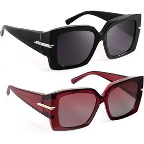 نظارات شمسية Myiaur Over Glasses للنساء مستقطبة للحماية من الأشعة فوق البنفسجية 400 كبيرة الحجم مربعة الشكل وعصرية (عبوة من قطعتين) in Kuwait