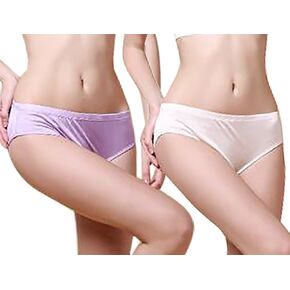 LingDooo Women 2Pairs Pure Natural Silk Panties Soft Smooth Healthy Bikini Summer Underwear
