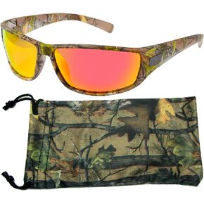 Brown Forest Camouflage Polarized Sunglasses for Men - WhiteTail - Free Matching Microfiber Pouch