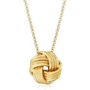 Ross-Simons Italian 18kt Gold Over Sterling Love Knot Pendant Necklace. 18 inches