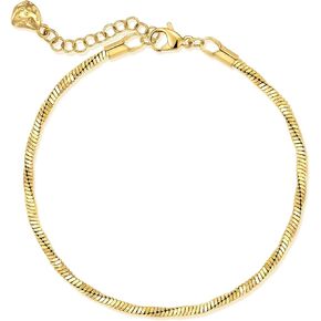 MEVECCO Yellow Gold Link Bracelet 18K Gold Plated Simple Delicate Snake Chain Bracelet for Women Beaded Paperclip Chain Bracelet Dainty Stackable Minimalist Jewelry Gifts