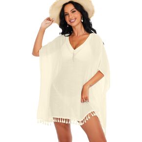 Breezy Lane Swimsuit Coverup for Women Beach Cover Up with Tassels Loose Pool Cover Ups for Vacationwear