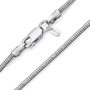 Amberta Women 925 Sterling Silver 1.4 mm Snake Chain Necklace