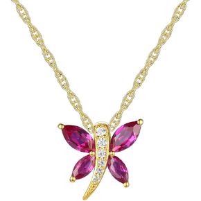 Sterling Silver Created Gemstone and Created White Sapphire Dragonfly Pendant w/ 18" Chain in Kuwait