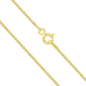 14K Gold Plated Sterling Silver Chain Necklace for Women Box 1mm Responsibly Sourced - Non-Migrating Clasp Design - 14K Gold Plated Sterling Silver Chain Necklace - Italian Made in Italy - Quality Durable Sturdy 1mm Chain for Women - Quality Gift Box, 14"