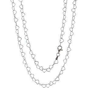 Classic Women's Silver Chain Necklace Italian Made Fashion Silver HEART Links Chain Length 16" 18" 19" 20" 21" 22" 24 In