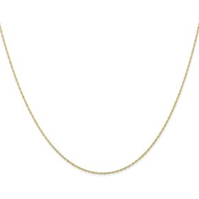 Solid 10k Yellow Gold .5mm Carded Cable Rope Chain Necklace