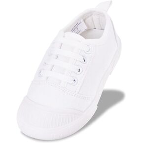 ETIFIKON Kids Canvas Shoes Toddlers Slip-on Sneakers Comfortable Causal Girls Tennis Shoes Boys Gym Shoes (White, Little Kid, 10, Numeric, US Footwear Size System, Wide)