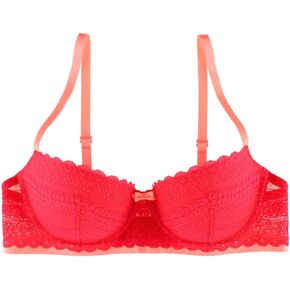 Undies.com Women's Geometric Lace Blushing Balconette Push Up Bra