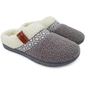 ofoot Womens Winter Warm Cozy House Fur Slippers Slip On Bedroom Shoes Memory Foam Lamb Wool Fleece Lining Indoor Ourdoor Non Skid Rubber Hard Soles