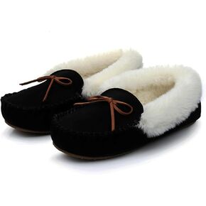 Real Fancy Women's Moccasin Slippers - Slip On House Slipper Warm Faux Fur lined Indoor Outdoor Shoe
