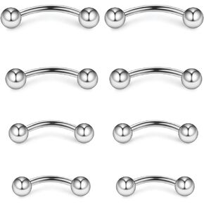 Lcolyoli Eyebrow Piercing Jewelry Stainless Steel Eyebrow Ring Curved Barbell Vertical Labret Lip Jewelry Rook Daith Earrings Small Belly Button Ring for Women Men