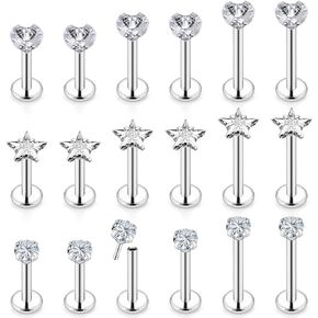 Hnxnskt 20G 18G 16G Threadless Nose Stud Tragus Piercing Jewelry Surgical Steel Lip Rings Push in Labret Medusa Piercing Jewelry for Women Men