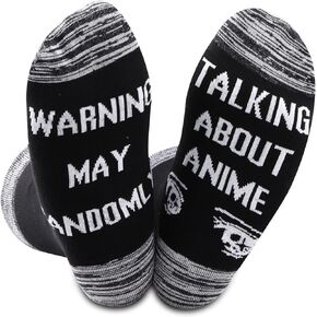 2PAIRS Anime Socks Funny Gifts For Anime Lovers Warning May Randomly Talking About Anime