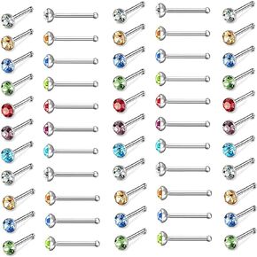SIMRCIO 60pcs Stainless Steel Nose Studs Rings Piercing Pin Body Jewelry 20G-22G 1.5mm 2mm 2.5mm