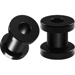BIG GAUGES Pair of Black Acrylic flesh Tunnels external Piercing Jewelry Stretcher Screw-fit Ear Plugs Earring Lobe