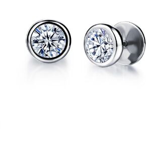 Moniya Jewelry 10mm Men's Stud Earrings Stainless Steel Illusion Tunnel Fake Ear Plugs With Spike Cz