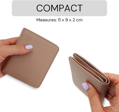 Genuine Leather Women Slim Wallet Compact Small Bifold Pocket Wallet with ID Window (Black) in Saudi Arabia