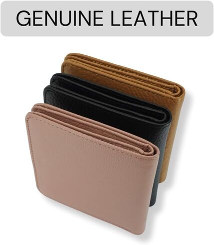 Genuine Leather Women Slim Wallet Compact Small Bifold Pocket Wallet with ID Window (Black) in Saudi Arabia