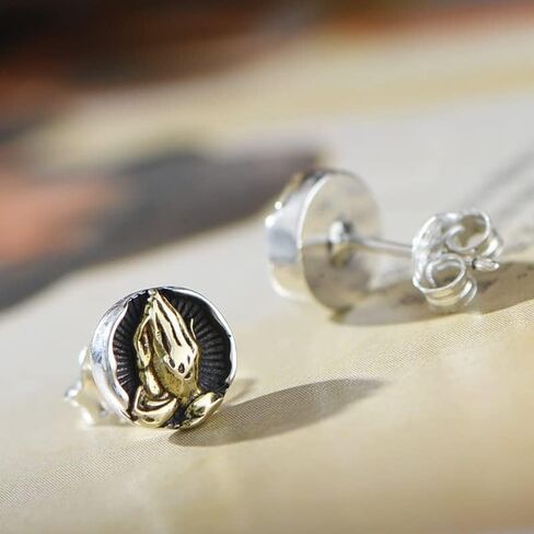 Vintage Praying Hands God's Eye Stud Earrings Evil Eye Protect Luck Earrings for Women and Men Jewerly in Saudi Arabia