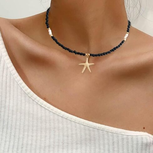 Boho Heart Necklace Hippie Choker Necklace Wooden Beaded Necklace Gold Silver Heart Necklace in Kuwait